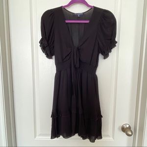 Black Front Tie Mini Dress Little Black Dress